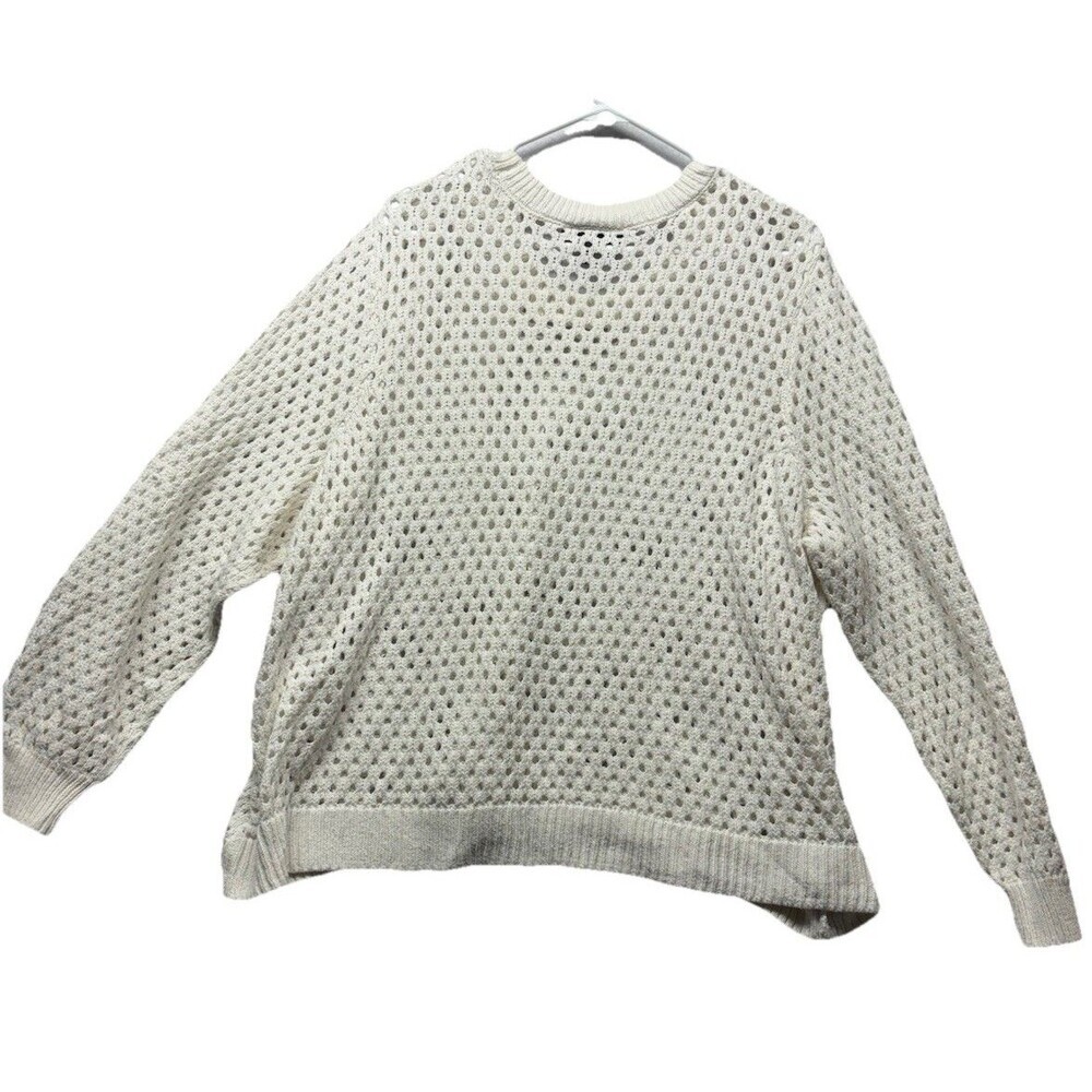 LANE BRYANT Open Weave Knit Sweater Women 26/28 Crochet White Beach Airy Coastal - Picture 5 of 5